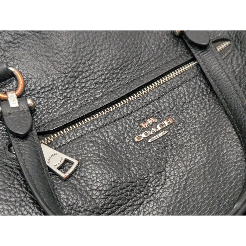 Coach‎ Satchel Womens Medium Black Kelsey Pebbled Leather Crossbody Handbag